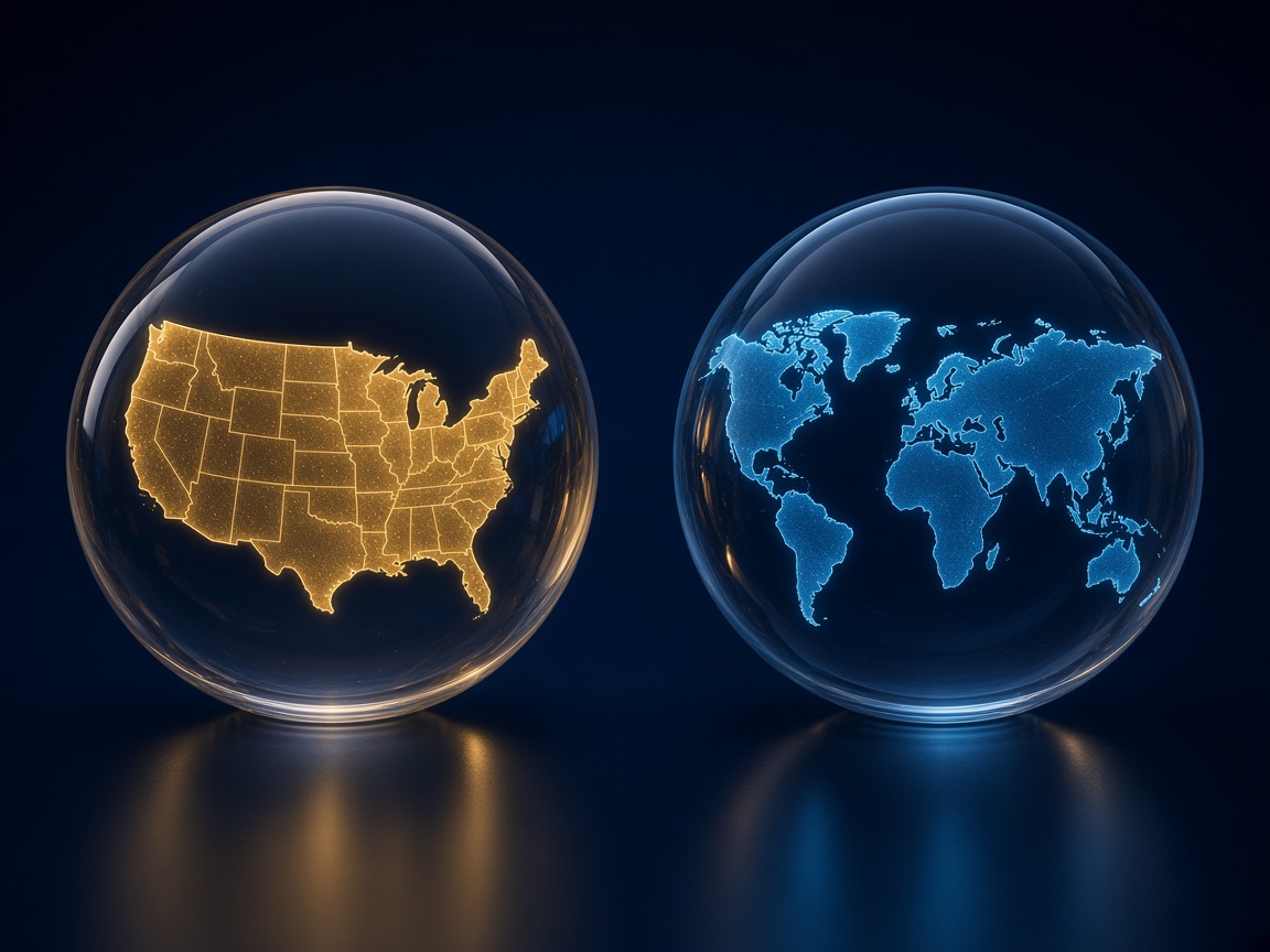 Two separate globes for Shuffle.us and the international Shuffle.com product
